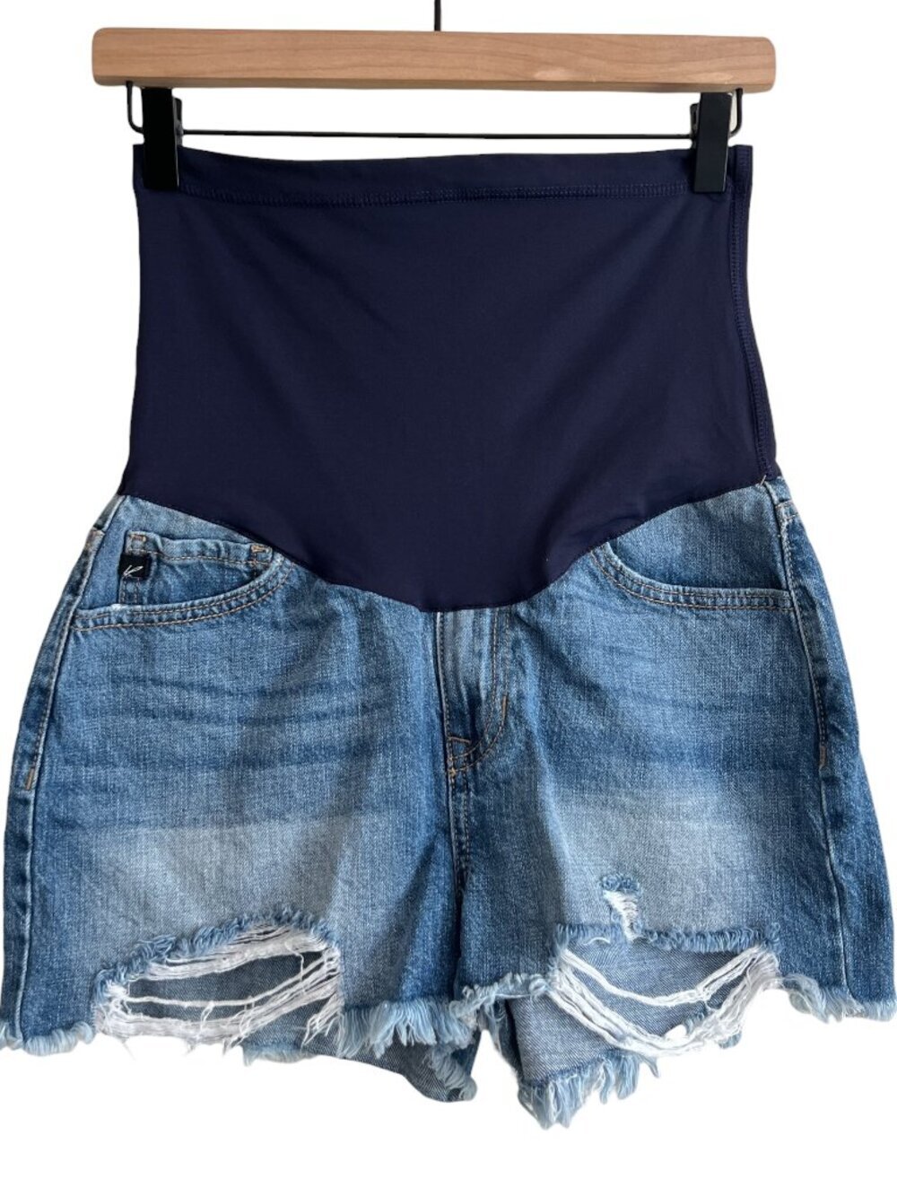 PinkBlush Kancan Medium Wash Cutoff Maternity Jean Shorts